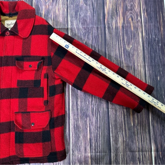 Vintage WOOLRICH Mackinaw 504 Buffalo Plaid Wool Jacket Mens lined Hunting Coat - Picture 7 of 9